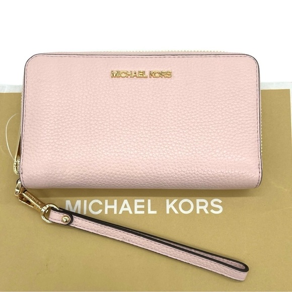 Michael Kors Large Flat MF Phone Case Wallet Light Pink - Picture 1 of 9